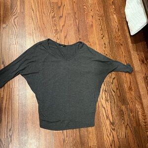 Laila Jayde Gray Dolman Sleeve Blouse Relaxed Fit